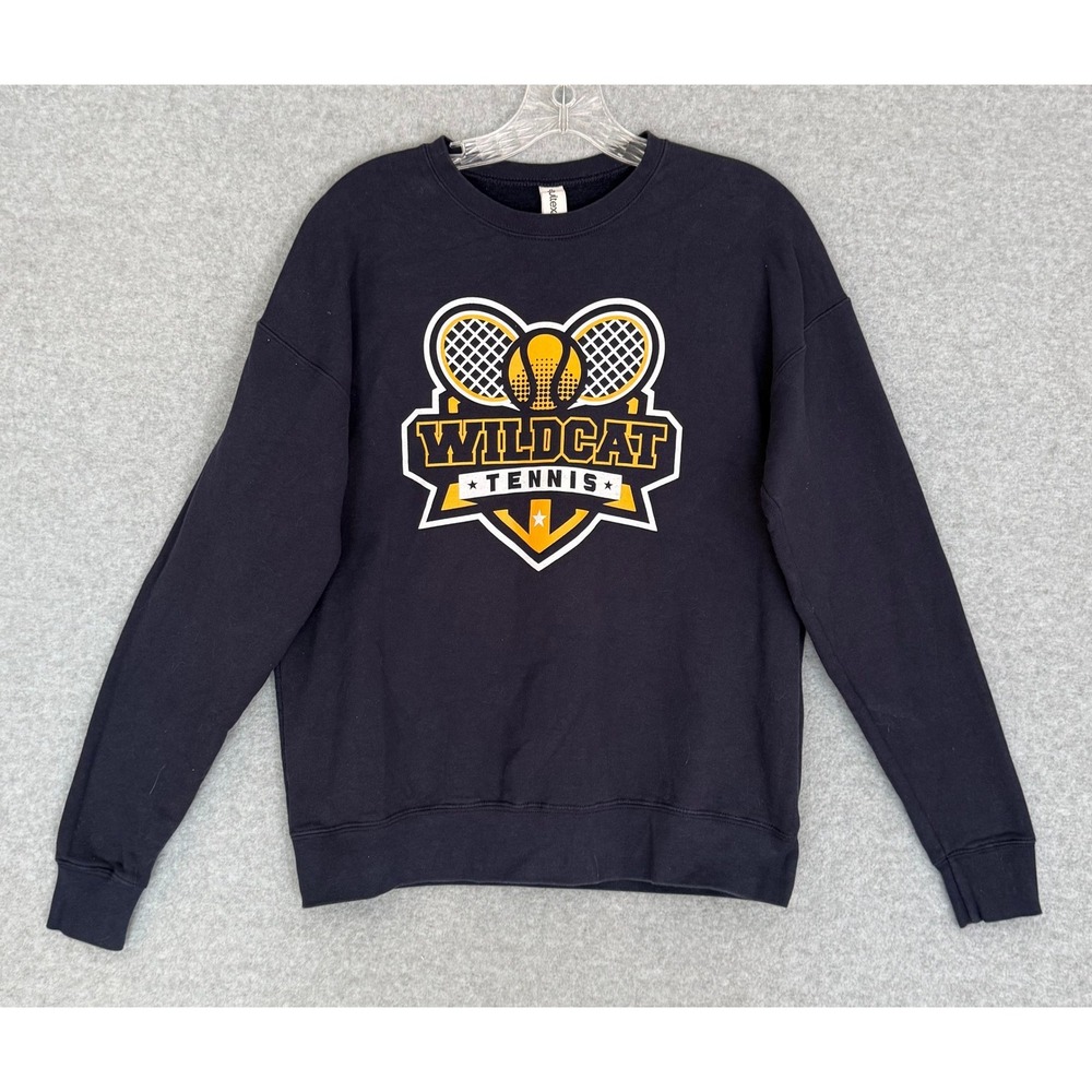 Wildcat Tennis Sweatshirt Mens Small Navy Blue Graphic Crewneck School Pullover